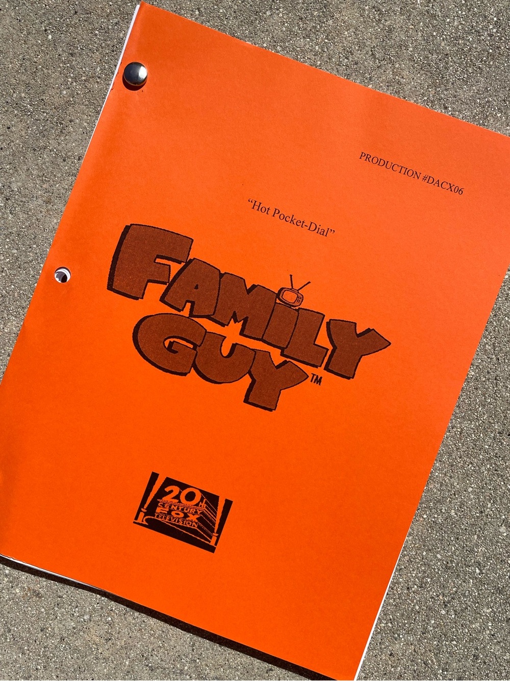 Family Guy 2014 Production Used Table Draft Script Hot-Pocket Dial TOOTHPICK!